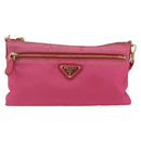 PRADA Shoulder Bag Nylon Pink Gold Auth 154238-13