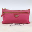 PRADA Shoulder Bag Nylon Pink Gold Auth 154238-12
