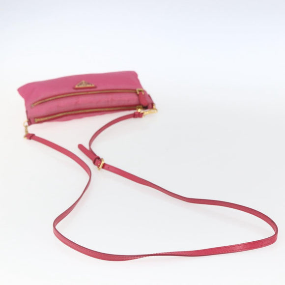 PRADA Shoulder Bag Nylon Pink Gold Auth 154238