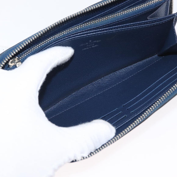 LOUIS VUITTON Epi Zippy Wallet Long Wallet Blue M61873 LV Auth 154243