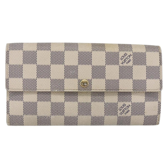 LOUIS VUITTON Damier Azur Portefeuille Sarah Long Wallet N61735 LV Auth 154245