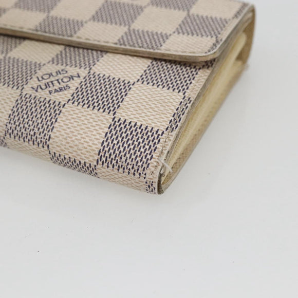 LOUIS VUITTON Damier Azur Portefeuille Sarah Long Wallet N61735 LV Auth 154245