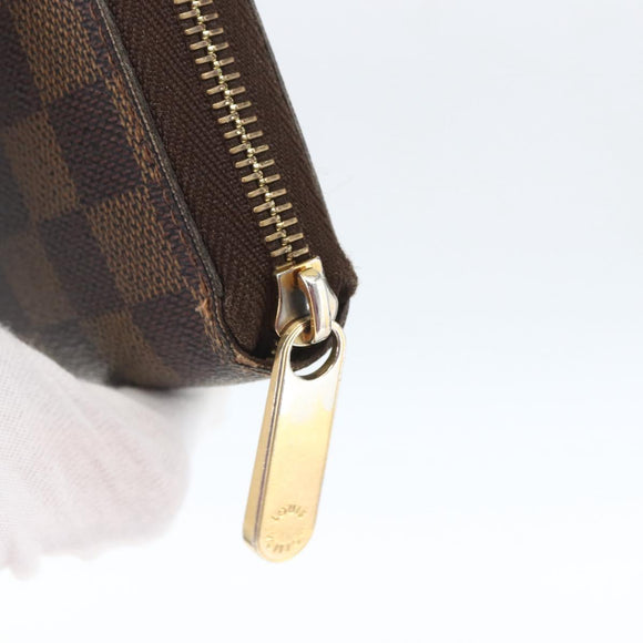 LOUIS VUITTON Damier Ebene Zippy Wallet Long Wallet N41661 LV Auth 154246
