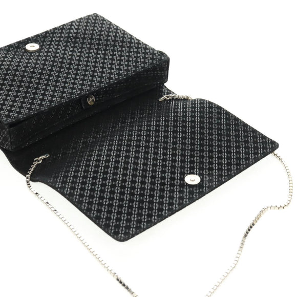 Salvatore Ferragamo Chain Shoulder Bag Suede Black Silver Auth 154248V