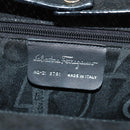 Salvatore Ferragamo Chain Shoulder Bag Suede Black Silver Auth 154248V-11
