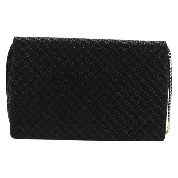 Salvatore Ferragamo Chain Shoulder Bag Suede Black Silver Auth 154248V