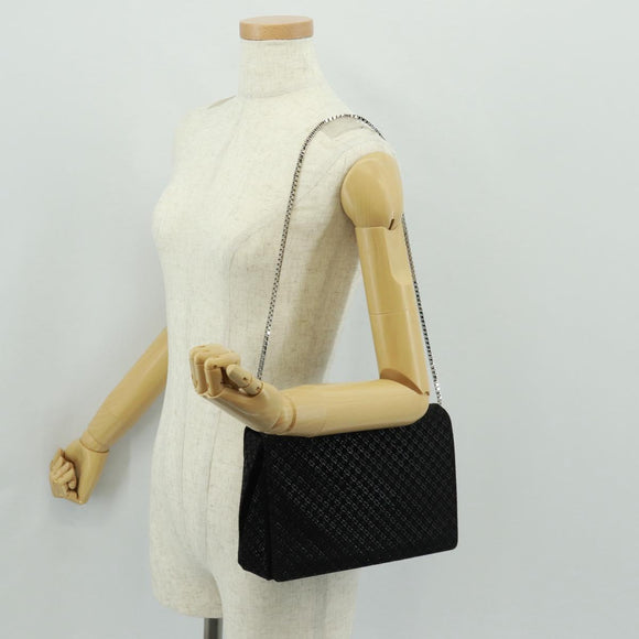Salvatore Ferragamo Chain Shoulder Bag Suede Black Silver Auth 154248V