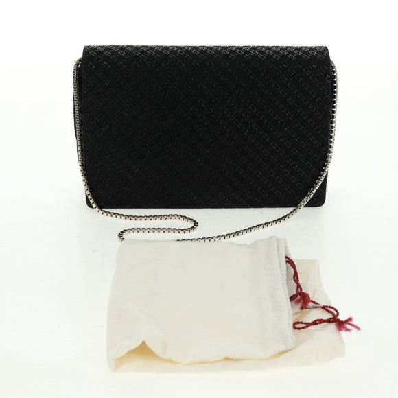 Salvatore Ferragamo Chain Shoulder Bag Suede Black Silver Auth 154248V