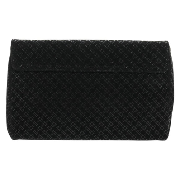 Salvatore Ferragamo Chain Shoulder Bag Suede Black Silver Auth 154248V