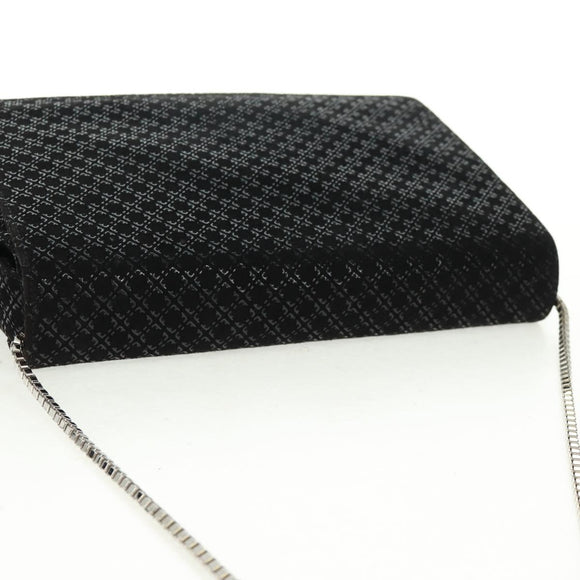 Salvatore Ferragamo Chain Shoulder Bag Suede Black Silver Auth 154248V