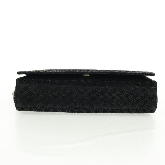 Salvatore Ferragamo Chain Shoulder Bag Suede Black Silver Auth 154248V