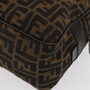 FENDI Zucca Canvas Hand Bag Black Brown Auth 154262-14