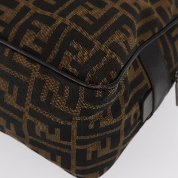 FENDI Zucca Canvas Hand Bag Black Brown Auth 154262