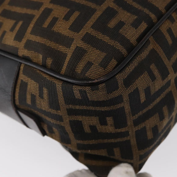 FENDI Zucca Canvas Hand Bag Black Brown Auth 154262