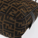 FENDI Zucca Canvas Hand Bag Black Brown Auth 154262-16