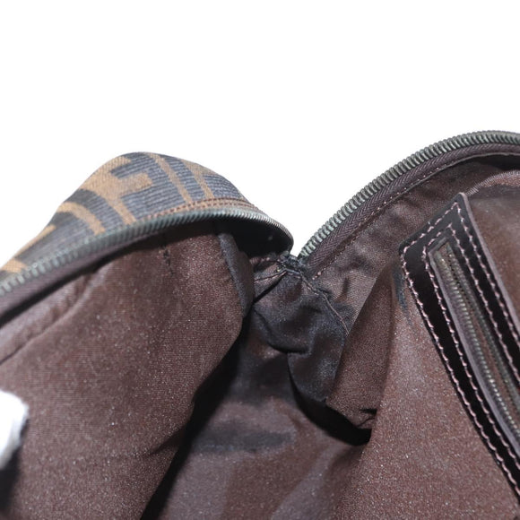 FENDI Zucca Canvas Hand Bag Black Brown Auth 154262