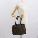 FENDI Zucca Canvas Hand Bag Black Brown Auth 154262-23