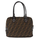 FENDI Zucca Canvas Hand Bag Black Brown Auth 154262-2