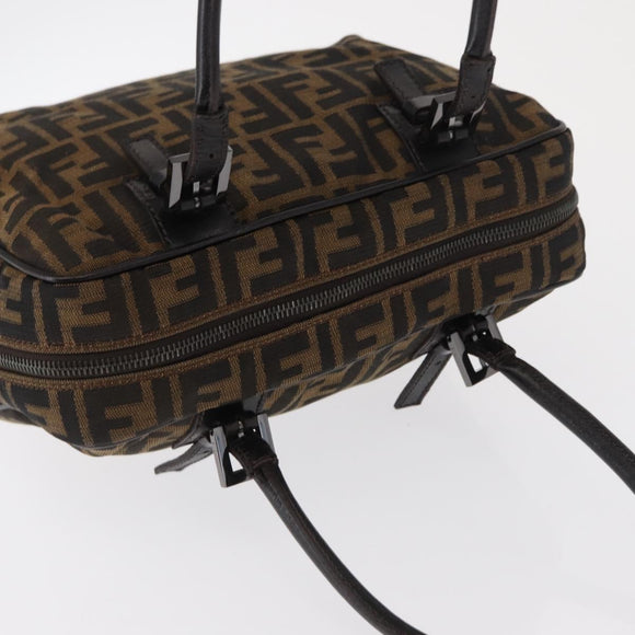 FENDI Zucca Canvas Hand Bag Black Brown Auth 154262