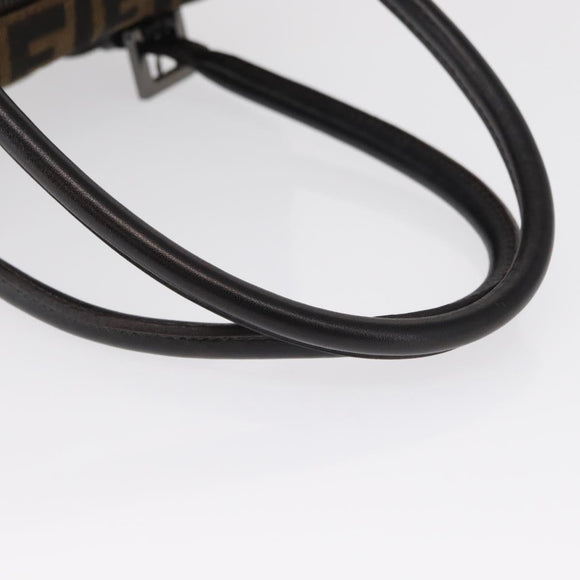 FENDI Zucca Canvas Hand Bag Black Brown Auth 154262