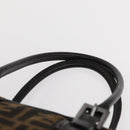 FENDI Zucca Canvas Hand Bag Black Brown Auth 154262-8