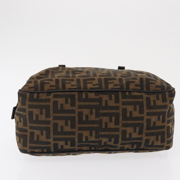 FENDI Zucca Canvas Hand Bag Black Brown Auth 154262
