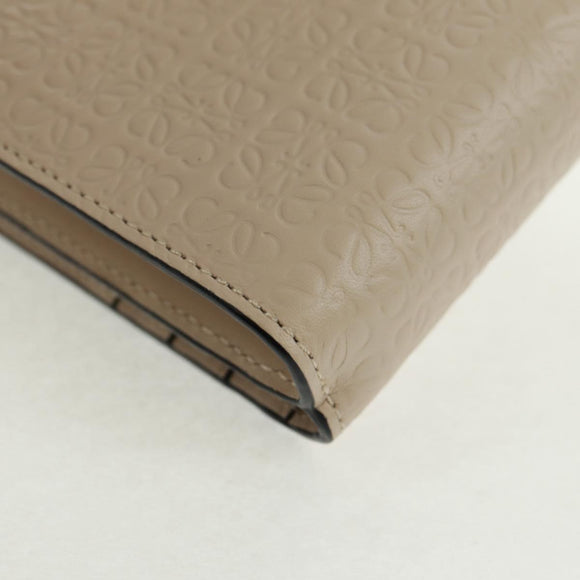 LOEWE Anagram Wallet Leather Ivory Gold Auth 154264SAM