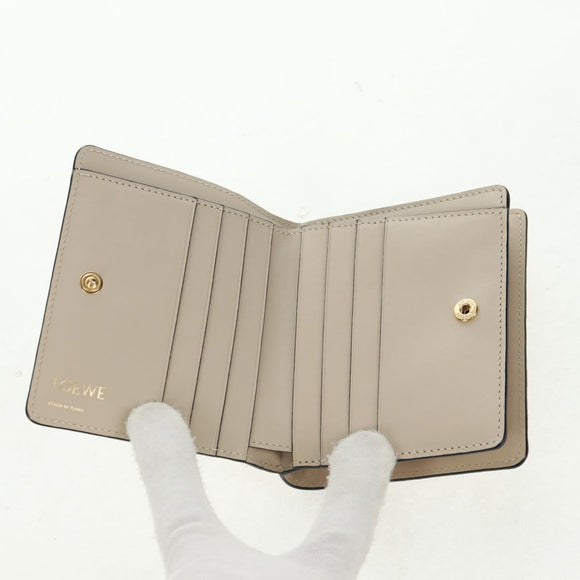 LOEWE Anagram Wallet Leather Ivory Gold Auth 154264SAM