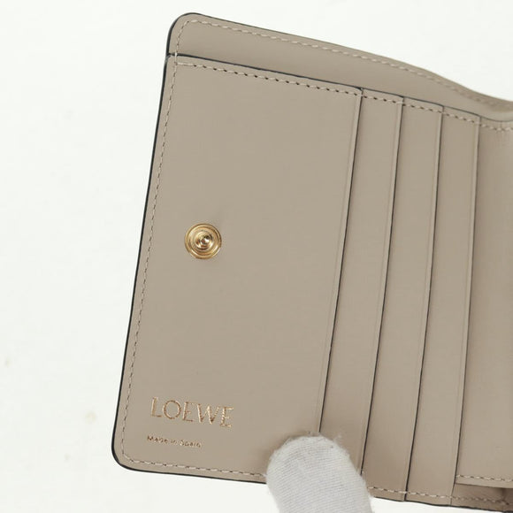 LOEWE Anagram Wallet Leather Ivory Gold Auth 154264SAM