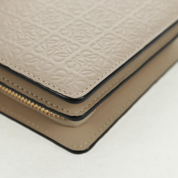 LOEWE Anagram Wallet Leather Ivory Gold Auth 154264SAM