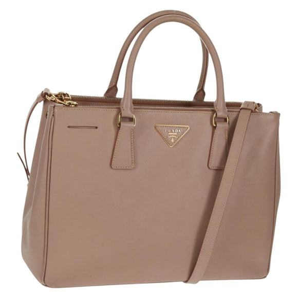 PRADA Hand Bag Safiano leather 2way Pink Gold Auth 154265V