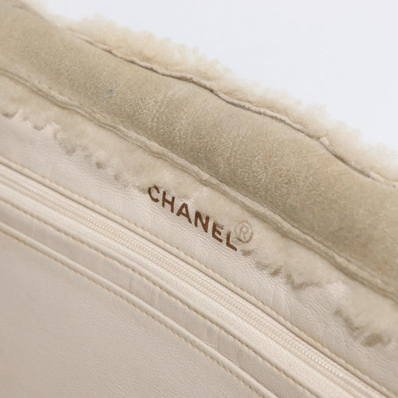 CHANEL Tote Bag Mouton Beige CC Auth 154266