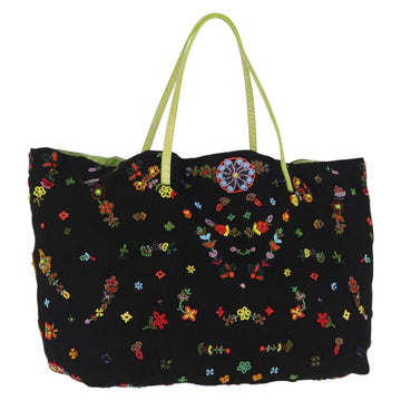 FENDI Tote Bag Canvas Black Silver Auth 154267