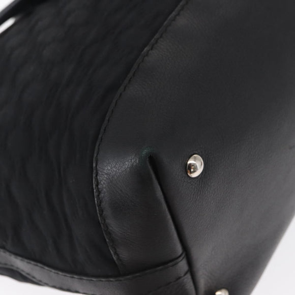 GUCCI Tote Bag Nylon Black Silver 241102 Auth 154270