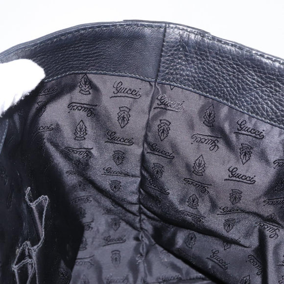 GUCCI Tote Bag Nylon Black Silver 241102 Auth 154270