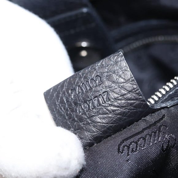 GUCCI Tote Bag Nylon Black Silver 241102 Auth 154270