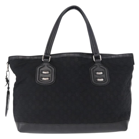 GUCCI Tote Bag Nylon Black Silver 241102 Auth 154270