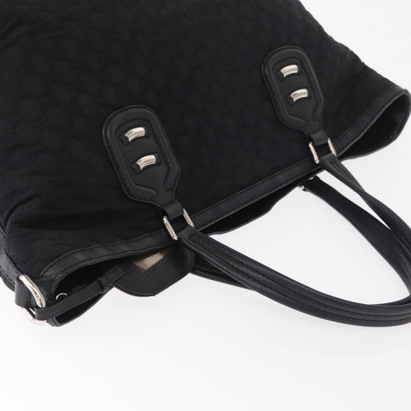 GUCCI Tote Bag Nylon Black Silver 241102 Auth 154270
