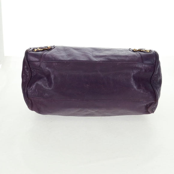 BALENCIAGA Classic Vero Hand Bag Leather 2way Purple Gold 235216 Auth 154271V