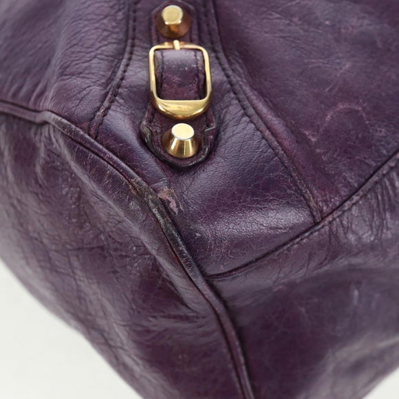 BALENCIAGA Classic Vero Hand Bag Leather 2way Purple Gold 235216 Auth 154271V