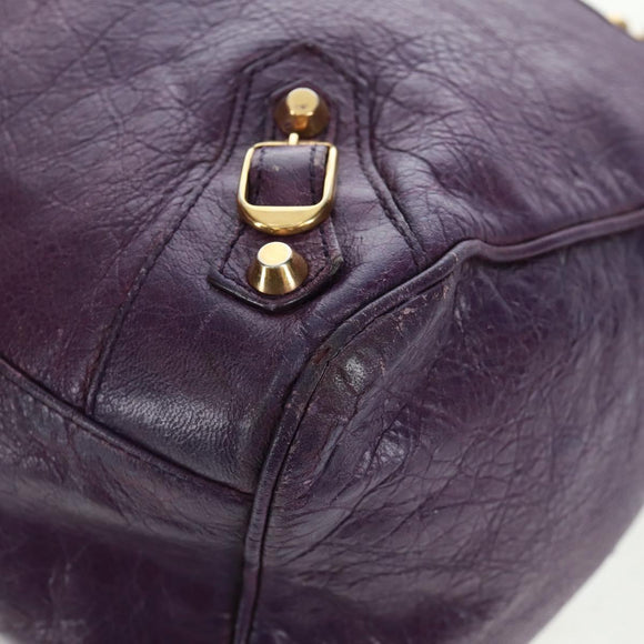 BALENCIAGA Classic Vero Hand Bag Leather 2way Purple Gold 235216 Auth 154271V
