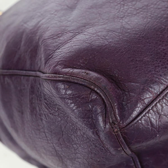 BALENCIAGA Classic Vero Hand Bag Leather 2way Purple Gold 235216 Auth 154271V