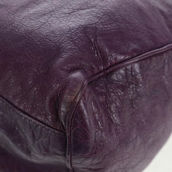 BALENCIAGA Classic Vero Hand Bag Leather 2way Purple Gold 235216 Auth 154271V
