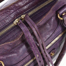 BALENCIAGA Classic Vero Hand Bag Leather 2way Purple Gold 235216 Auth 154271V-21