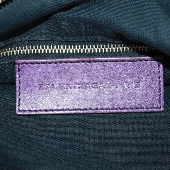 BALENCIAGA Classic Vero Hand Bag Leather 2way Purple Gold 235216 Auth 154271V