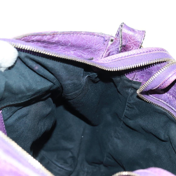 BALENCIAGA Classic Vero Hand Bag Leather 2way Purple Gold 235216 Auth 154271V