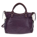 BALENCIAGA Classic Vero Hand Bag Leather 2way Purple Gold 235216 Auth 154271V-3