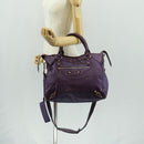 BALENCIAGA Classic Vero Hand Bag Leather 2way Purple Gold 235216 Auth 154271V-30