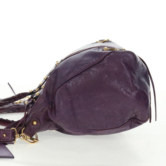 BALENCIAGA Classic Vero Hand Bag Leather 2way Purple Gold 235216 Auth 154271V