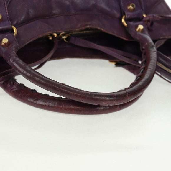 BALENCIAGA Classic Vero Hand Bag Leather 2way Purple Gold 235216 Auth 154271V